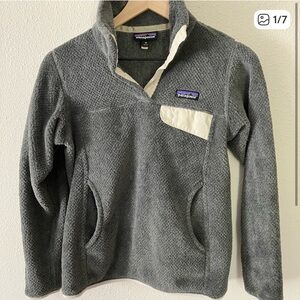 Patagonia Re-Tool Snap-T Fleece Pullover Women XS Gray Sherpa